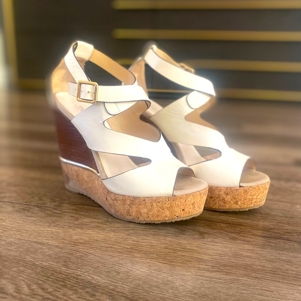 White Jimmy Choo Platform Wedges